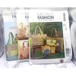 Lot 3 Uncut McCalls Handbag Sewing Patterns Laura Ashley Whistlepig  Kay Whitt
